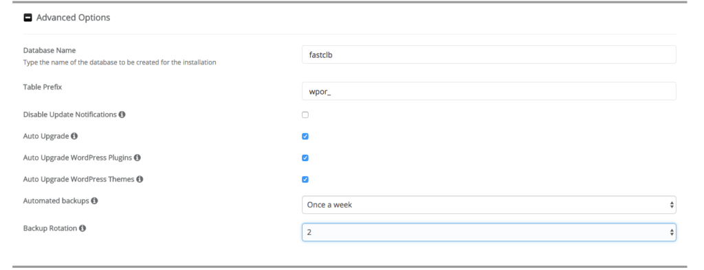 Softaculouse WordPress Advanced Options