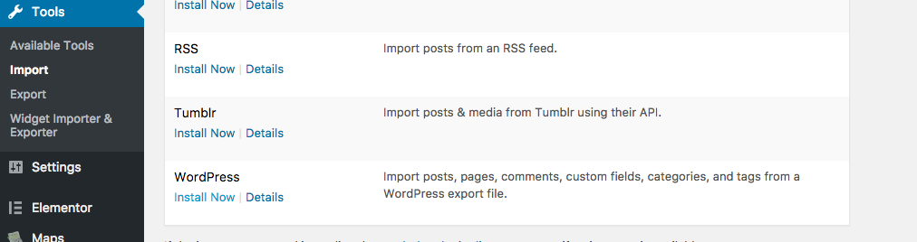 install WordPress Importer