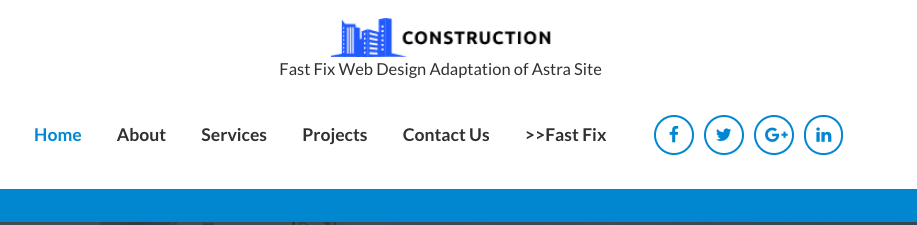 Astra header menu bar