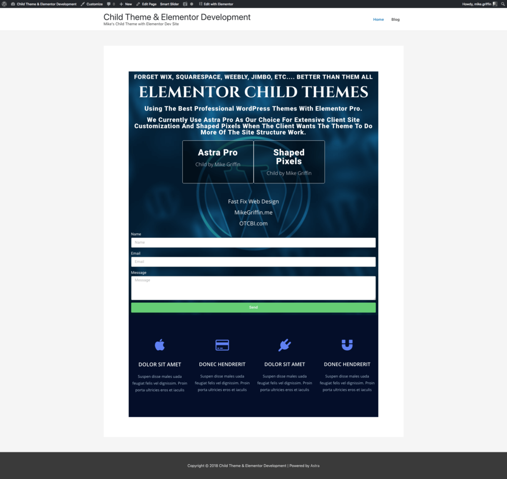 child theme development site